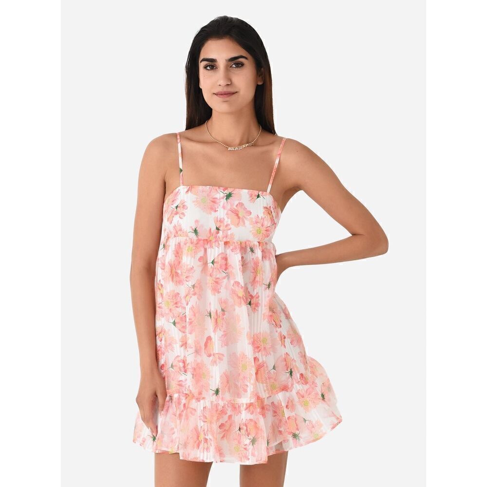 NWT Lavender Brown Alice Floral Mini Babydoll‎ Lined Dress Size Large